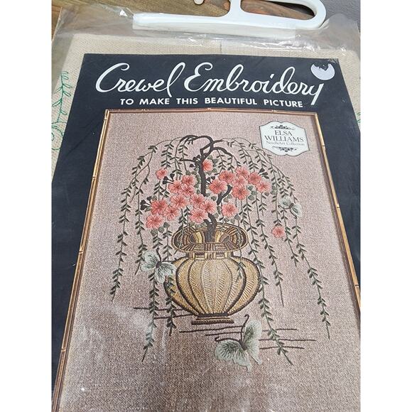 CREWEL EMBROIDERY NEEDLEWORK KIT KC326 ELSA WILLIAMS CHERRY TREE BLOSSOMS - Picture 2 of 5